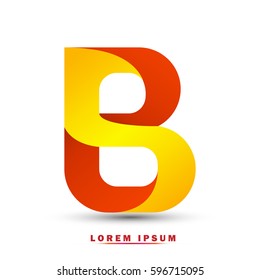 Letter B . Modern concept. elegant and simple typographic .Twisted orange and gold