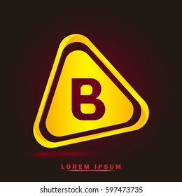 Letter B. Modern concept, elegant and simple typographic. Golden with triangle