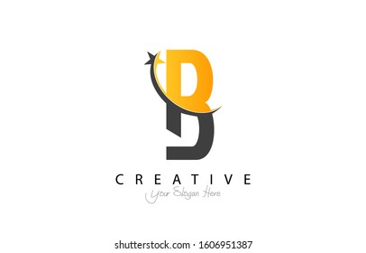 Letter B Modern Design Logo Concept. Creative Icon Logo with Rising Star Vector Illustration.