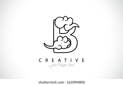 Letter B Modern Design Logo Concept. Creative Icon Logo with Chinese Cloud Shape Vector Illustration.