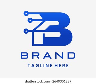 Letra B Design de logotipo de tecnologia digital moderna