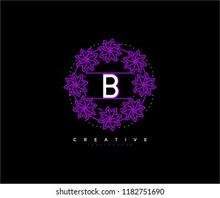 Letter B Modern Futuristic Unique Flower Ornament Logo