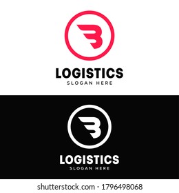 LETTER B MODERN LOGO DESIGN WITH 3 WINGS VECTOR TEMPLATE 