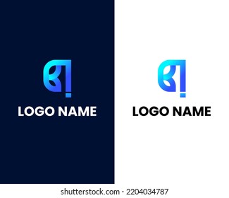 Design-Vorlage für Buchstaben b und i mit modernen Logos