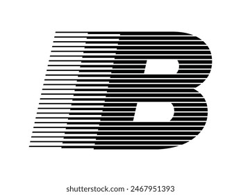 Letter B Modern Logo with Horizontal Speed Line Pattern