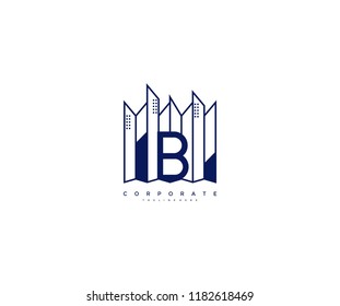 Letter B Modern Minimalist Real Estate Building Logo Icon