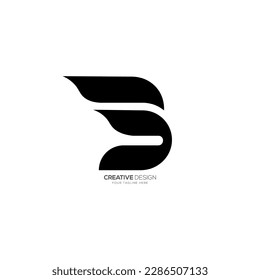 Letra B forma moderna logotipo plano en monograma negro