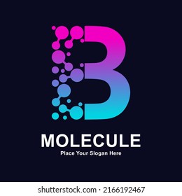 Letter B molecule dots logo vector design. Suitable for business, initial, Medicine, science, technology, laboratory, electronics