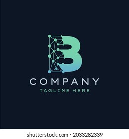 Letter B Molecule Logo, Bio Tech Connect Dots Science Technology Logo Design Vector