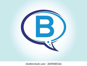 Letra B alfabeto monograma con icono de charla de burbujas. Conversando, chateando el concepto de logo. Diseño de logotipo moderno para un negocio de consultoría.