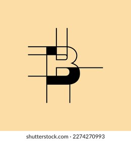 Letter b monogram architecture geometric logo