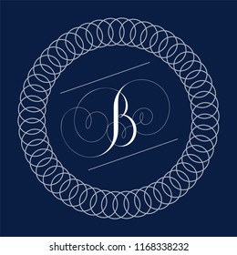 Letter B monogram in calligraphy copperplate style
