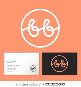 Letter B and letter B. Monogram B and B in the form of loops in a circle. Be Beauty logo for the beauty industry. Business card.