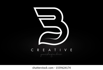 Letter B Monogram Leaf Logo Icon Design with Black and White Colors Vector Illustration.