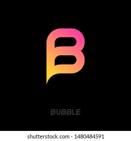 Letter B. B monogram like bubble symbol. Communication icon, isolated on a dark background.