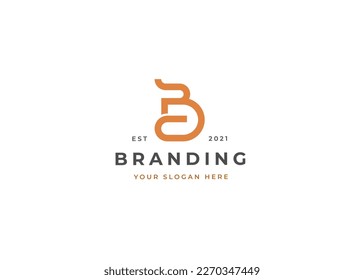 Logo de monograma de letra B con diseño de líneas limpias y elegantes ilustración vectorial