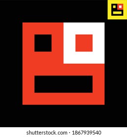 Letter b monogram logo design in cubism bauhaus art style. Vector logo in Eps 8.
