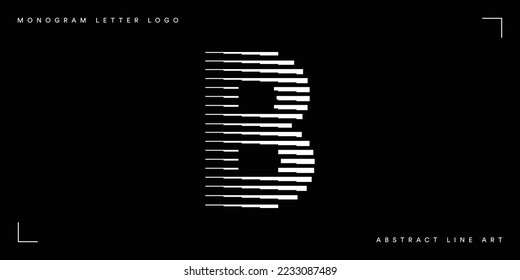 Letter B Monogram Logo Icon Geometric Horizontal Stripe Lines