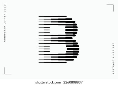 Letter B Monogram Logo Icon Geometric Horizontal Motion Stripe Lines