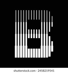 Letter B Monogram Logo Icon Geometric Vertical Stripe Lines