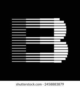 Letter B Monogram Logo Icon Geometric Horizontal Stripe Lines