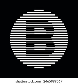 B Alfabeto de la letra Logo redondo círculo línea Abstractas ilusión óptica raya semitono icono
