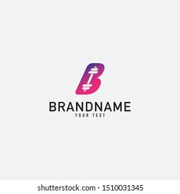 Letter B monogram minimalist style vector emblem. With barbell logo design graphic template. Love fitness logo template. fitness vector logo design for gym and fitness.