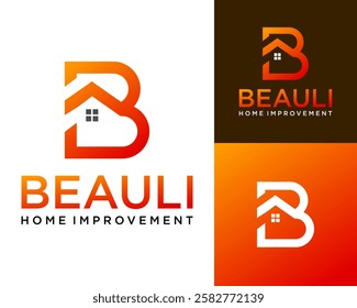Letter B monogram real estate company home logo design.