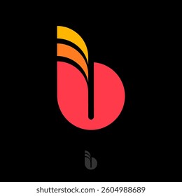 Letter B. B monogram and simple  geometric elements  as symbol. Communication icon, isolated on a dark background.