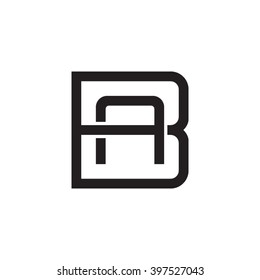 letter B and A monogram square shape logo black