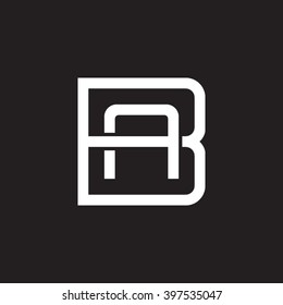 letter B and A monogram square shape logo white black background