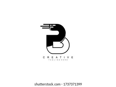 Letter B Monogram Transition Shape Lines Modern Logo