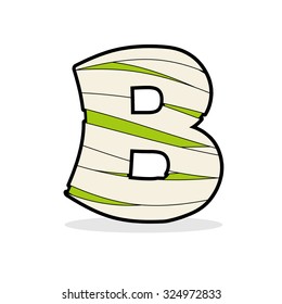 Letter B Monster zombie. Alphabetical icon medical bandages. Egyptian concept of template elements ABC