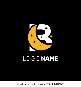 Letter B Moon Logo Design Vector Icon Graphic Illustration