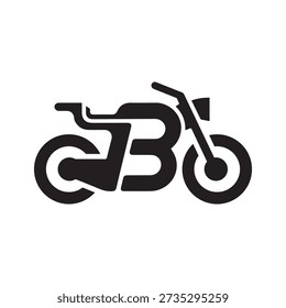 Letter B With Motorcycle Logo. Initial Letter B Motorbike Logo. Letter B Merged with Motorcycle icon