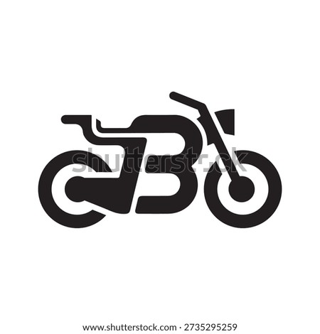 Letter B With Motorcycle Logo. Initial Letter B Motorbike Logo. Letter B Merged with Motorcycle icon