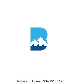 letter B mountain logo design 