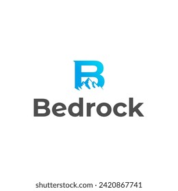letter b with mountain logo design graphic template