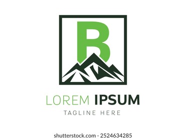 Letter B with Mountain logo design inspiration. Vector letter template design