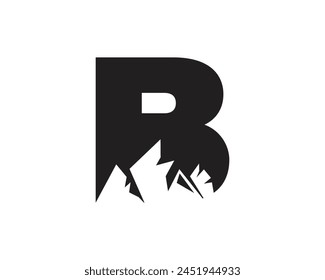 Letra B Logo De Mountain. Plantilla Minimalista Alfabeto Diseño de Vector	