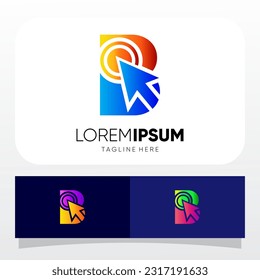 Letter B Mouse Cursor Pointer Logo Design Vector Icon Graphic Illustration