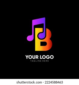 Letter B Music Logo Design Vector Icon Graphic Emblem Illustration 