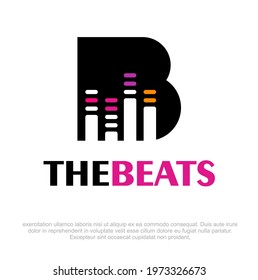 Letter B music template logo. Letter B music icon vector. Beats Music logo design. Letter B logo.  Music shop logo design.