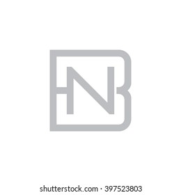 letter B and N monogram square shape logo gray