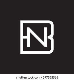 letter B and N monogram square shape logo white black background