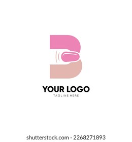 Letra B Logotipo de arte Nail Diseño Icono de vectores Ilustración gráfica Emblema