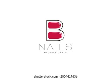 letter B with Nails logo. Vector icon business sign template for beauty industry, nail salon, manicure, boutique, cosmetic procedures.