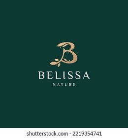 Letter B natural beauty alphabet logo icon design template flat vector