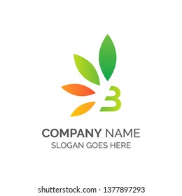 Letter B with Nature Logo Template Design