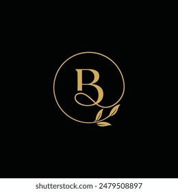 letter B nature vector logo. black background